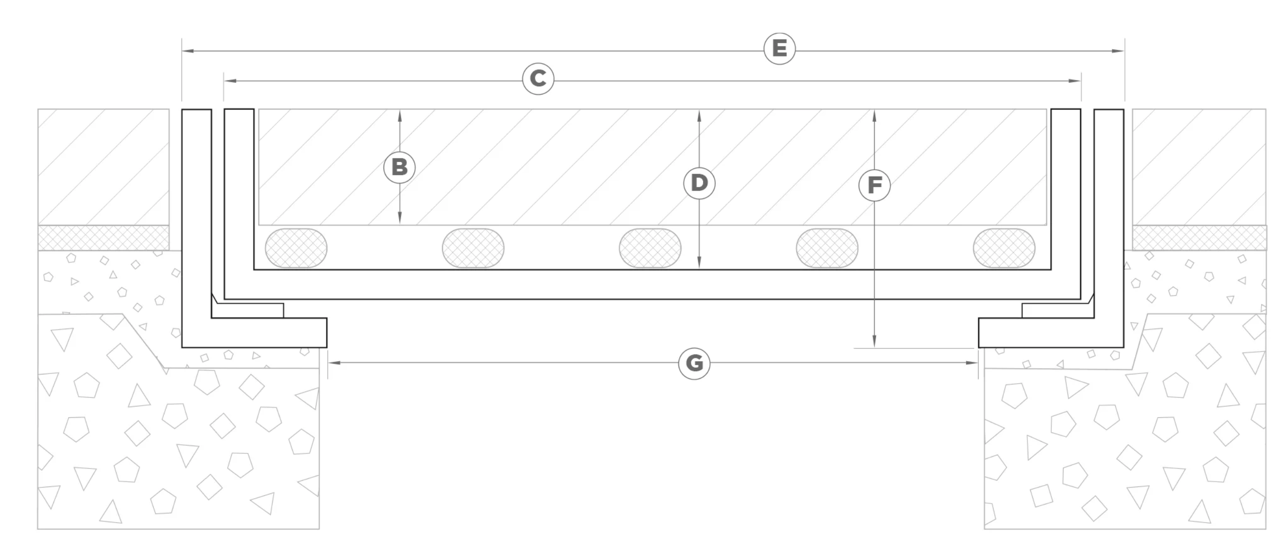 Access cover cross section showing installation