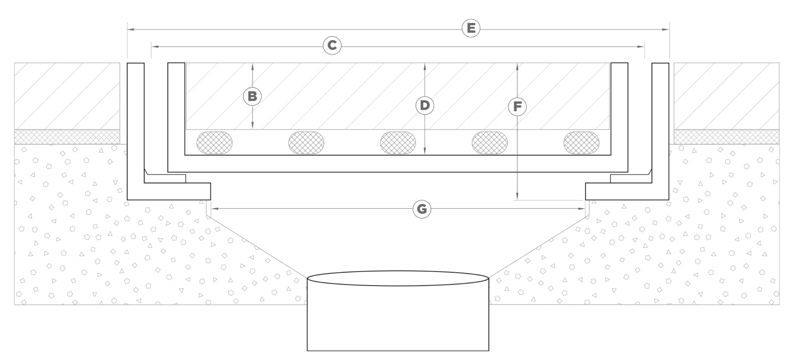 Drain cover cross section showing installation