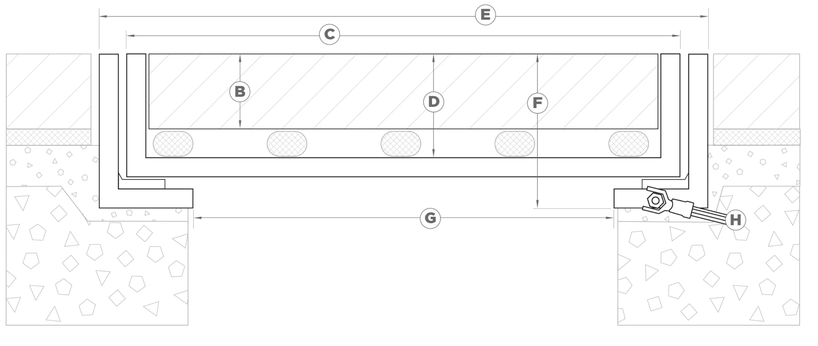 Skimmer cover cross section showing installation