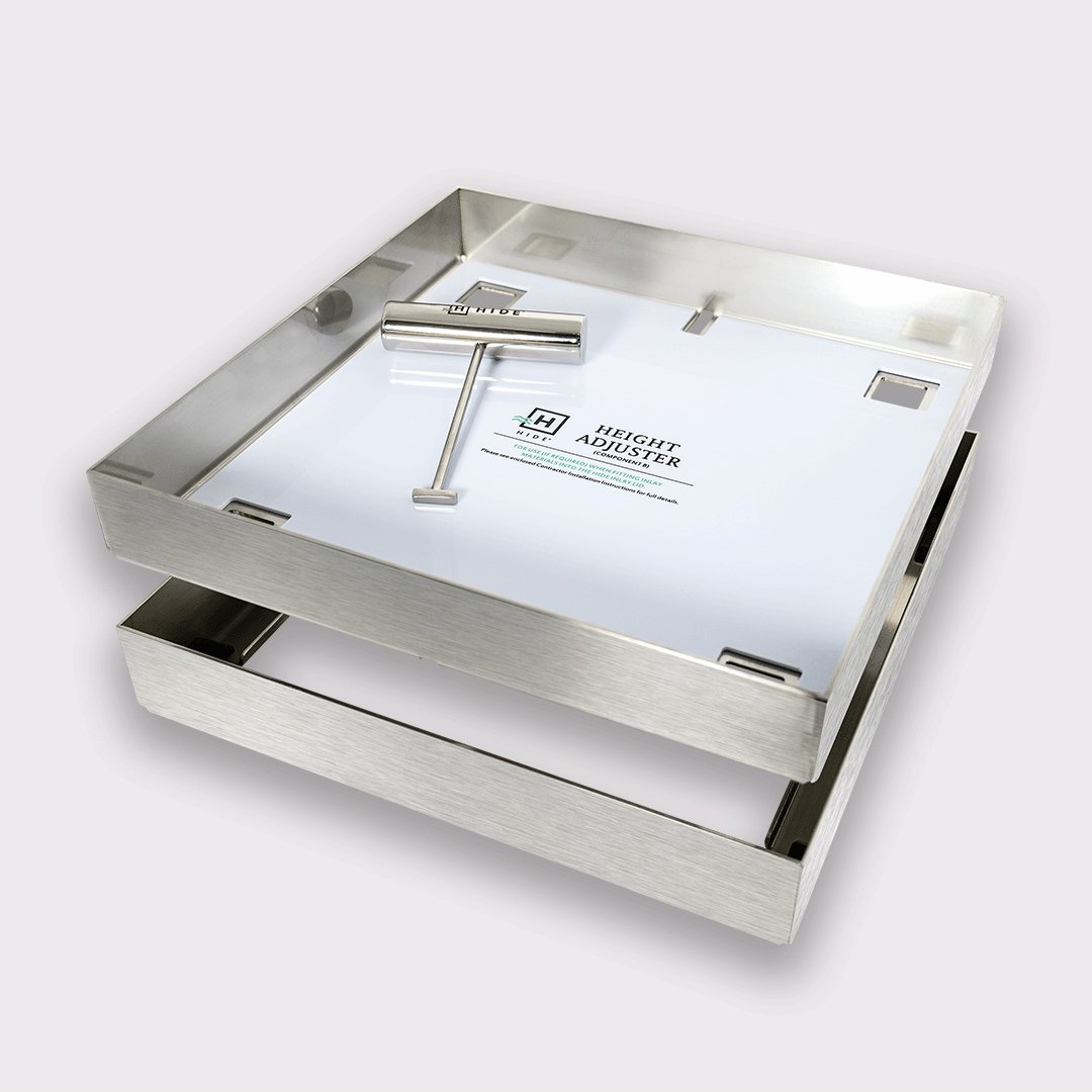 Stainless steel HIDE Skimmer Cover hardware stack