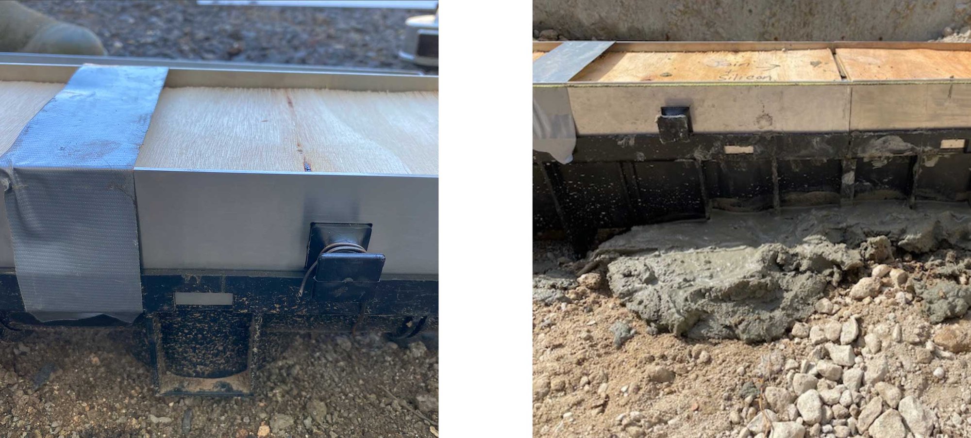 HIDE Concrete Linear Strip Drain Cover being installed onsite.