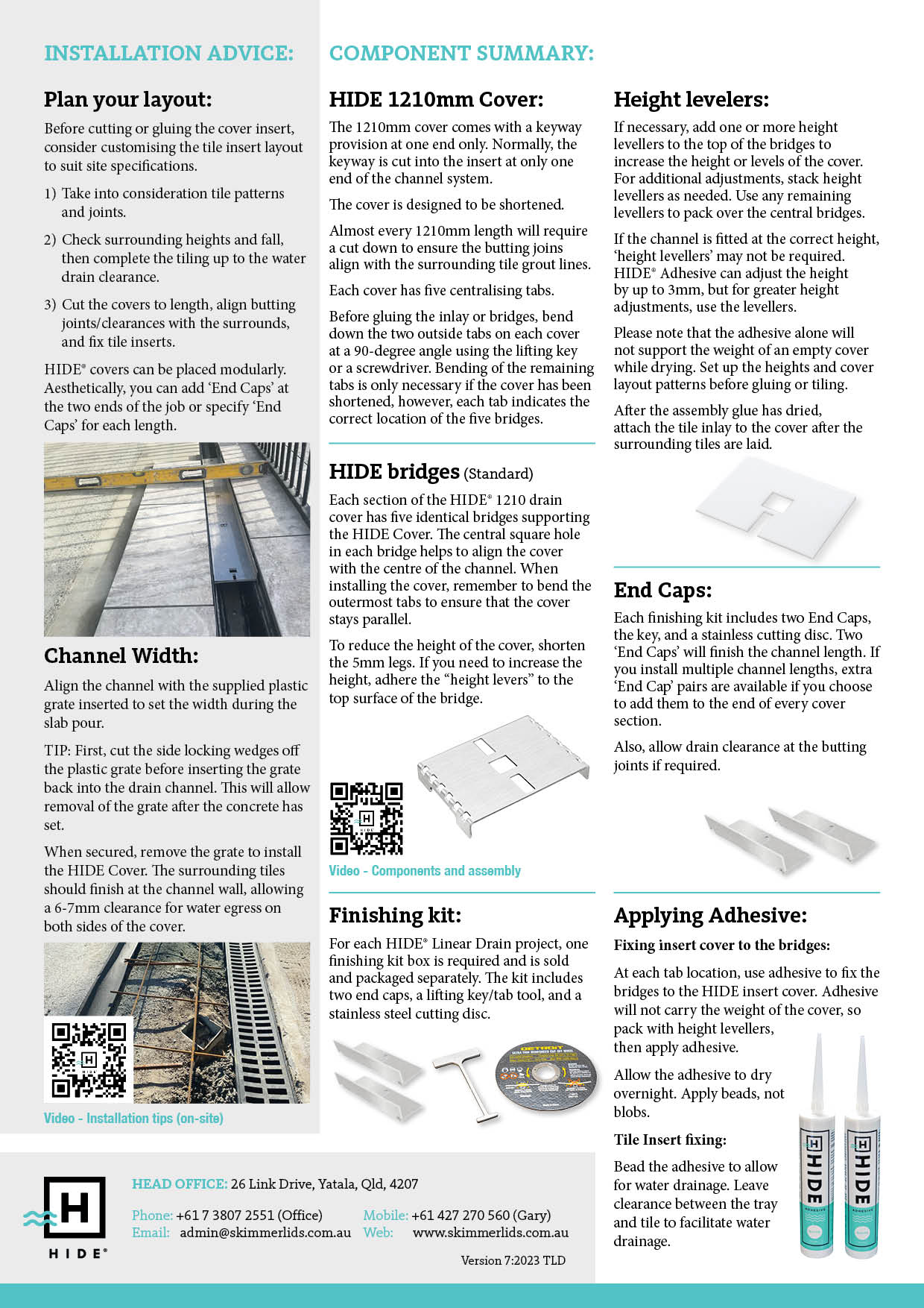 Page 2 Linear Drain Installation Instructions